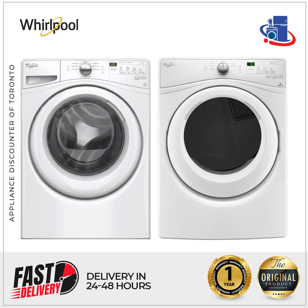 Whirlpool 4.5 cu. ft. Front Load Washer & 7.4 cu. ft. Electric Dryer with Advanced Fabric Care (Models WFW75HEFW & WED75HEFW)
