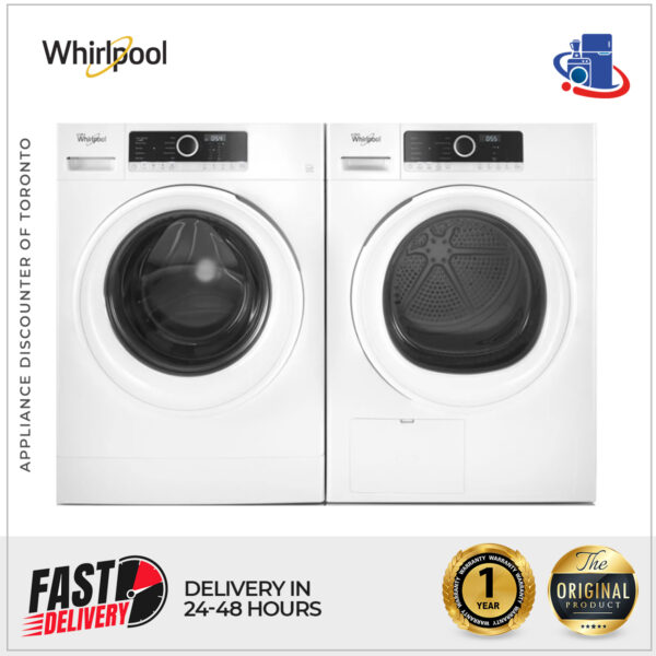 Whirlpool 1.9 cu. ft. Compact Front Load Washer & 4.3 cu. ft. Ventless Electric Dryer for Small Spaces (Models WFW3090JW & WCD3090JW)