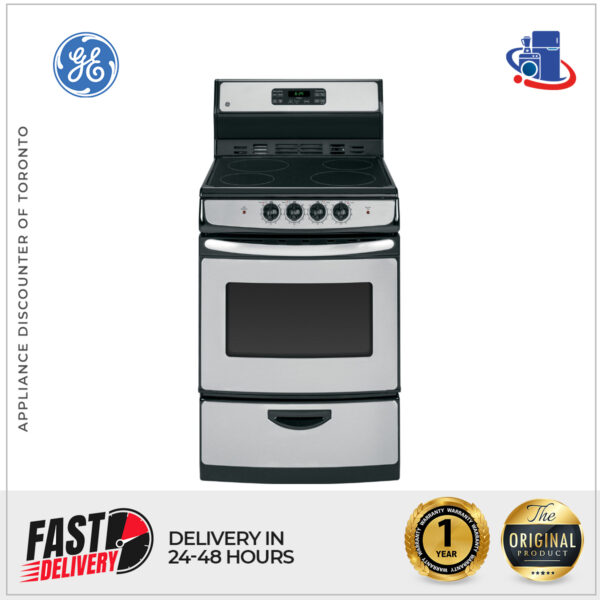 GE 24-Inch Free-Standing Electric Range with Self-Cleaning Oven (Model JA624RNSS)
