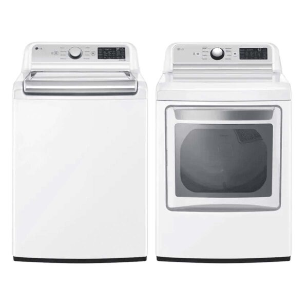LG 5.3 cu. ft. Smart Top Load Washer & 7.3 cu. ft. Smart Electric Dryer Set (Models WT7405CW & DLE7400WE) - Image 2